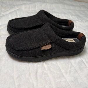 Dearfoams Heathered Black Wool Hard Sole Slippers Size Small